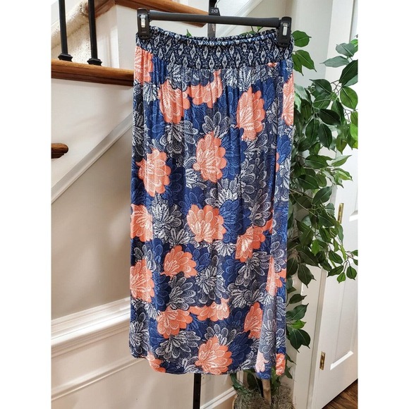 Hazel Hazel Hazel Women's Blue Floral 100% Rayon A-Line Casual Long Skirt Size M - Picture 10 of 10